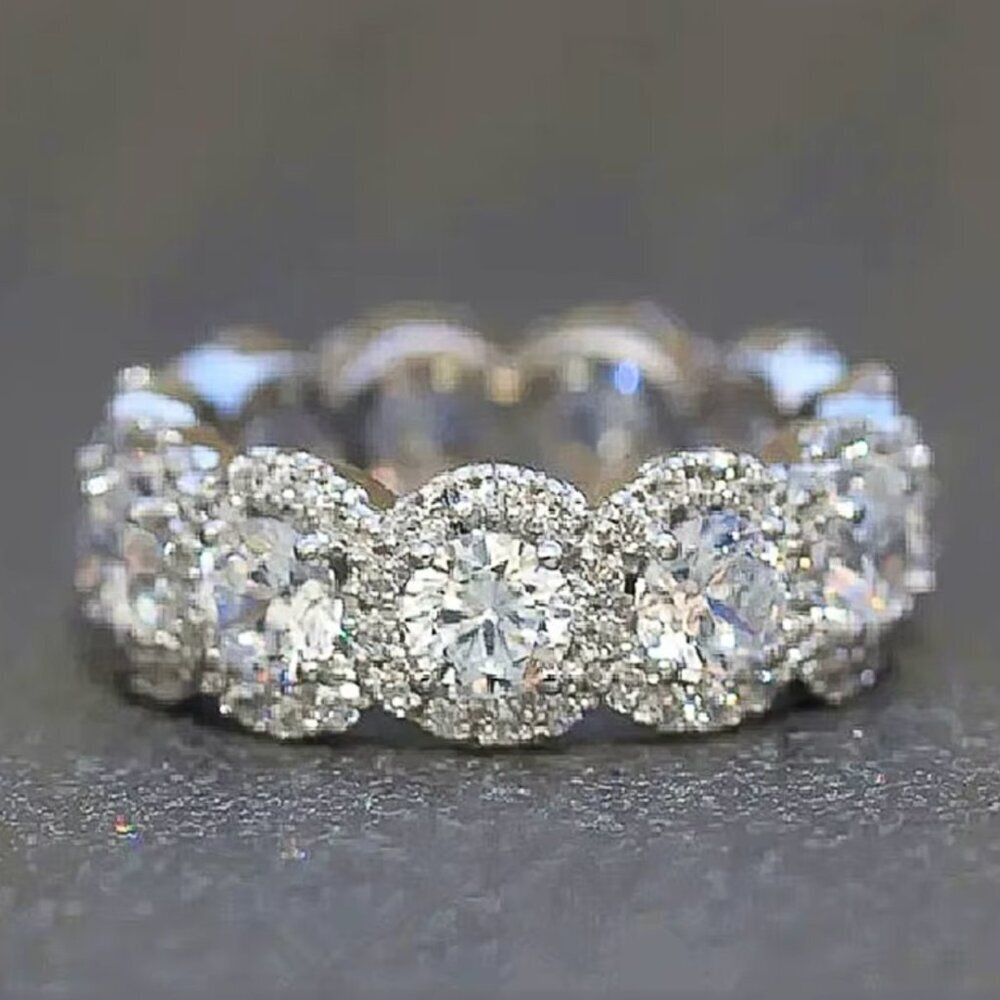 18k White Gold Diamond Eternity Ring Round Cut Diamond Ring Band